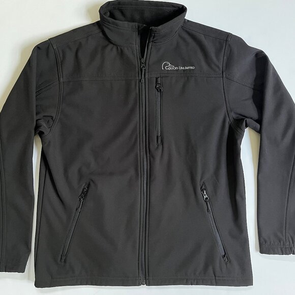 Men's DUCKS Unlimiited Black Lined Dad Jacket Sz Med Performance Outdoor - Picture 1 of 2